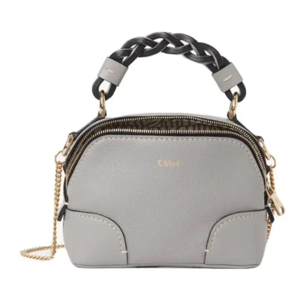 CHLOE Mini Daria Leather Chain Crossbody Shoulder Bag Stromy Gray NWT